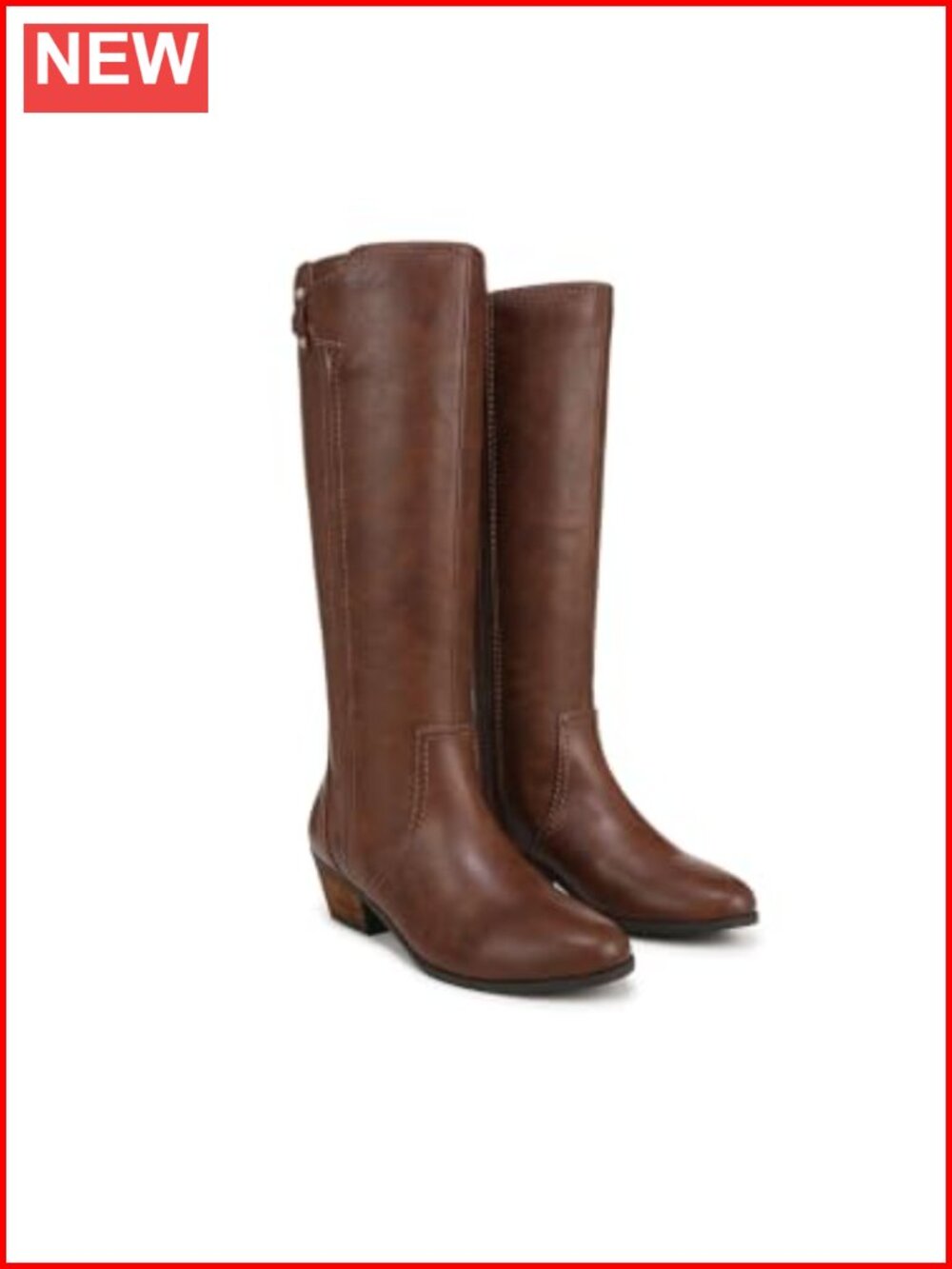 Womens Wide Calf Knee High Riding Boots Faux Leather Block Heel